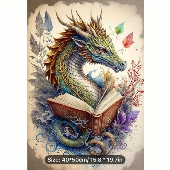 Diamond Art Kit NIP - Dragon with Book - Picture 2 of 5